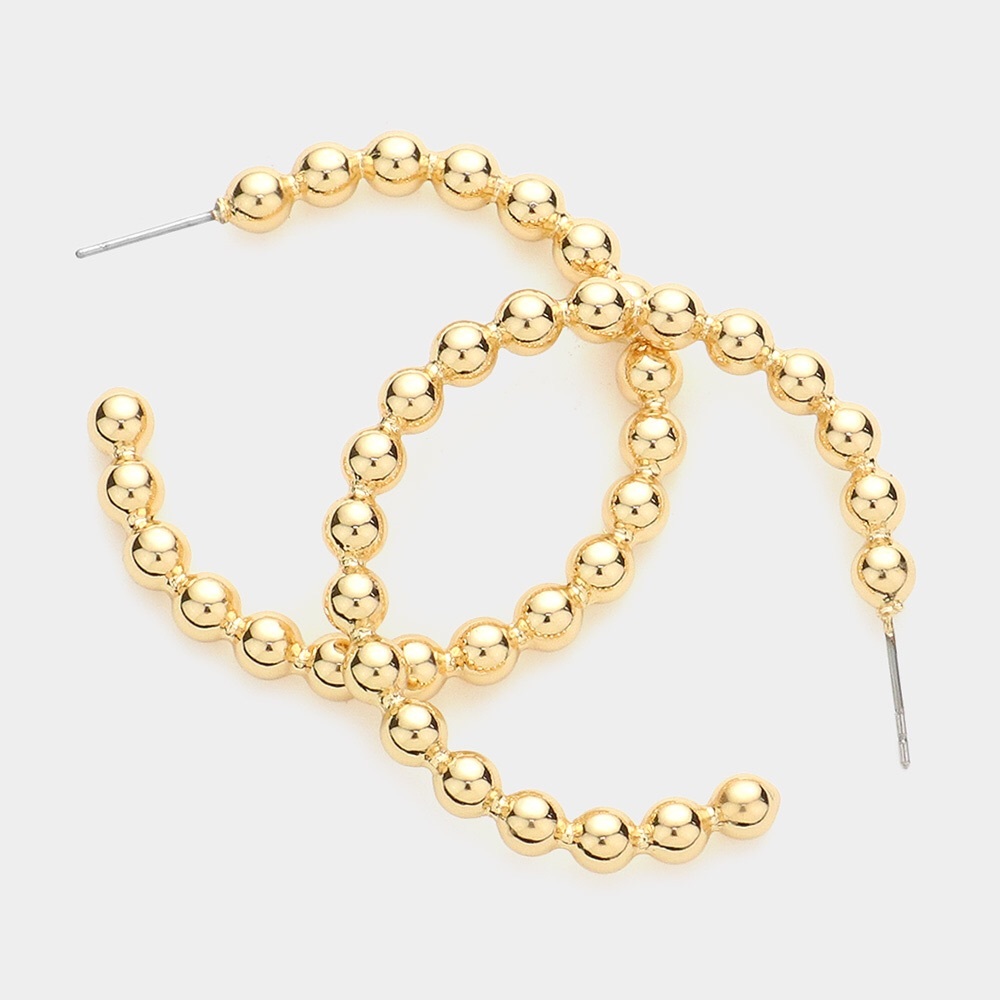 Gold Oversized Metal Ball Half Hoop Earrings